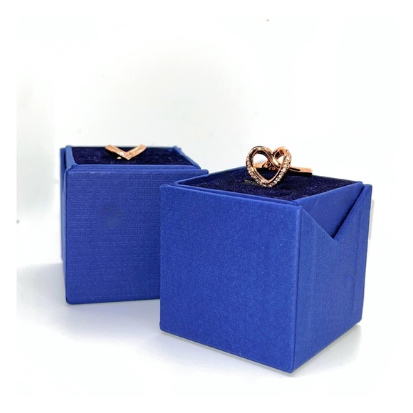 Swarovski Crystal Pave Heart Ring Cupidon Rose Gold Plated Infinity 55 New Box - Picture 3 of 6